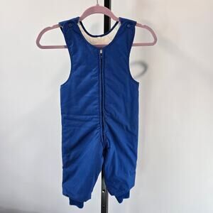 Vintage Kids Snow Suit Bibs Blue Union Made Blue Full Zip 2T